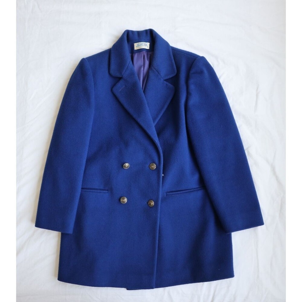 Vintage Union Made in USA J.G. Hook Women’s Blue Pure Wool Coat Double Breasted